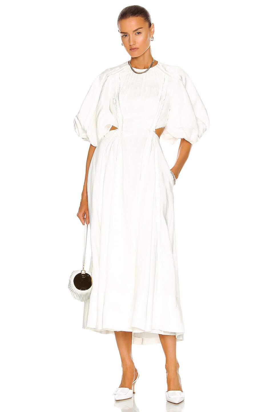 Image 1 of Aje Revitalise Cut Out Midi Dress in Ivory