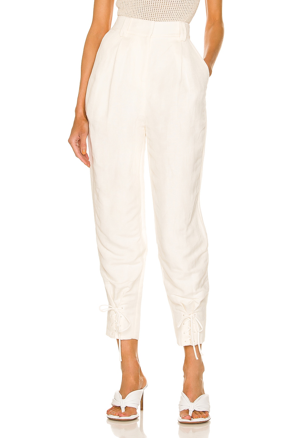 Image 1 of Aje Aurora Lace Up Pant in Ivory