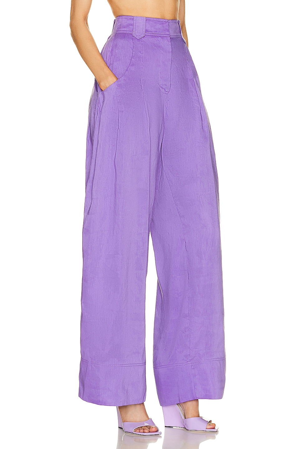 Aje Equinox Pleated Wide Leg Pant in DEEP VIOLET | FWRD