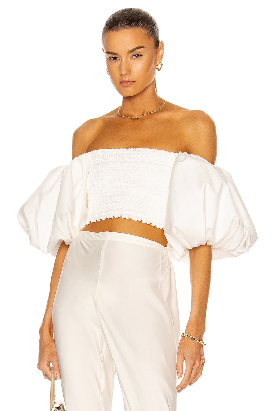 Aje Cascade Cropped Top in Ivory | FWRD