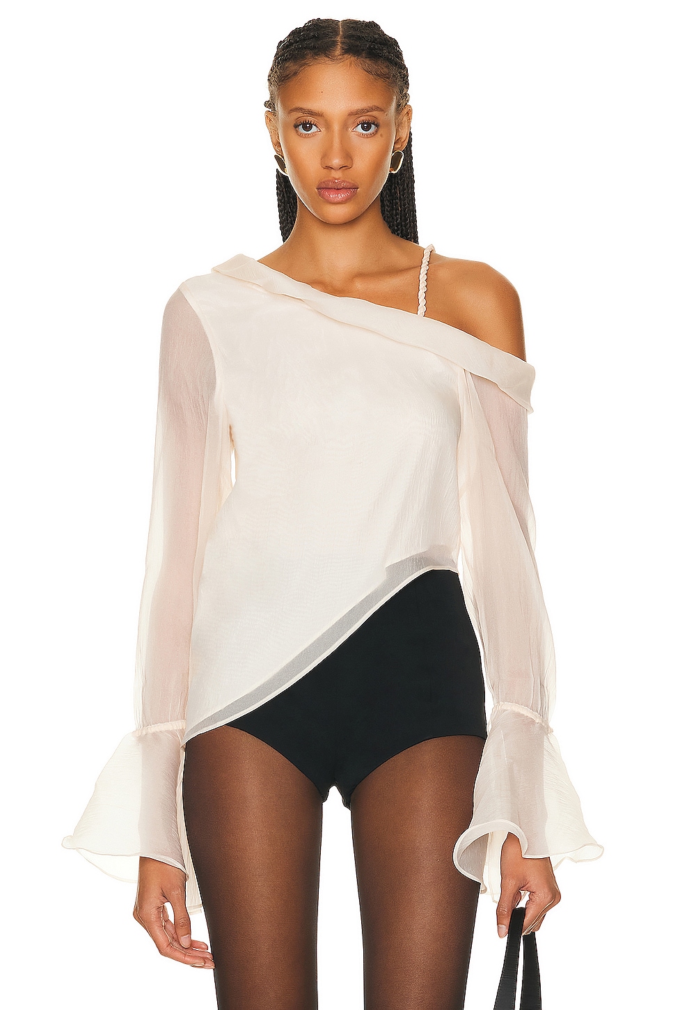 Image 1 of Aje Edith Draped Top in Champagne Cream
