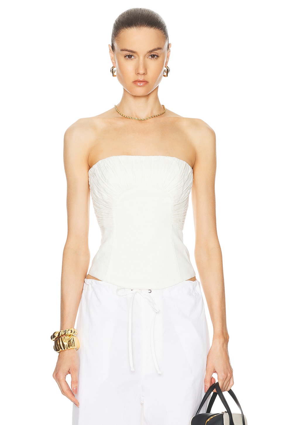 Image 1 of Aje Oriel Ruched Bustier in Ivory