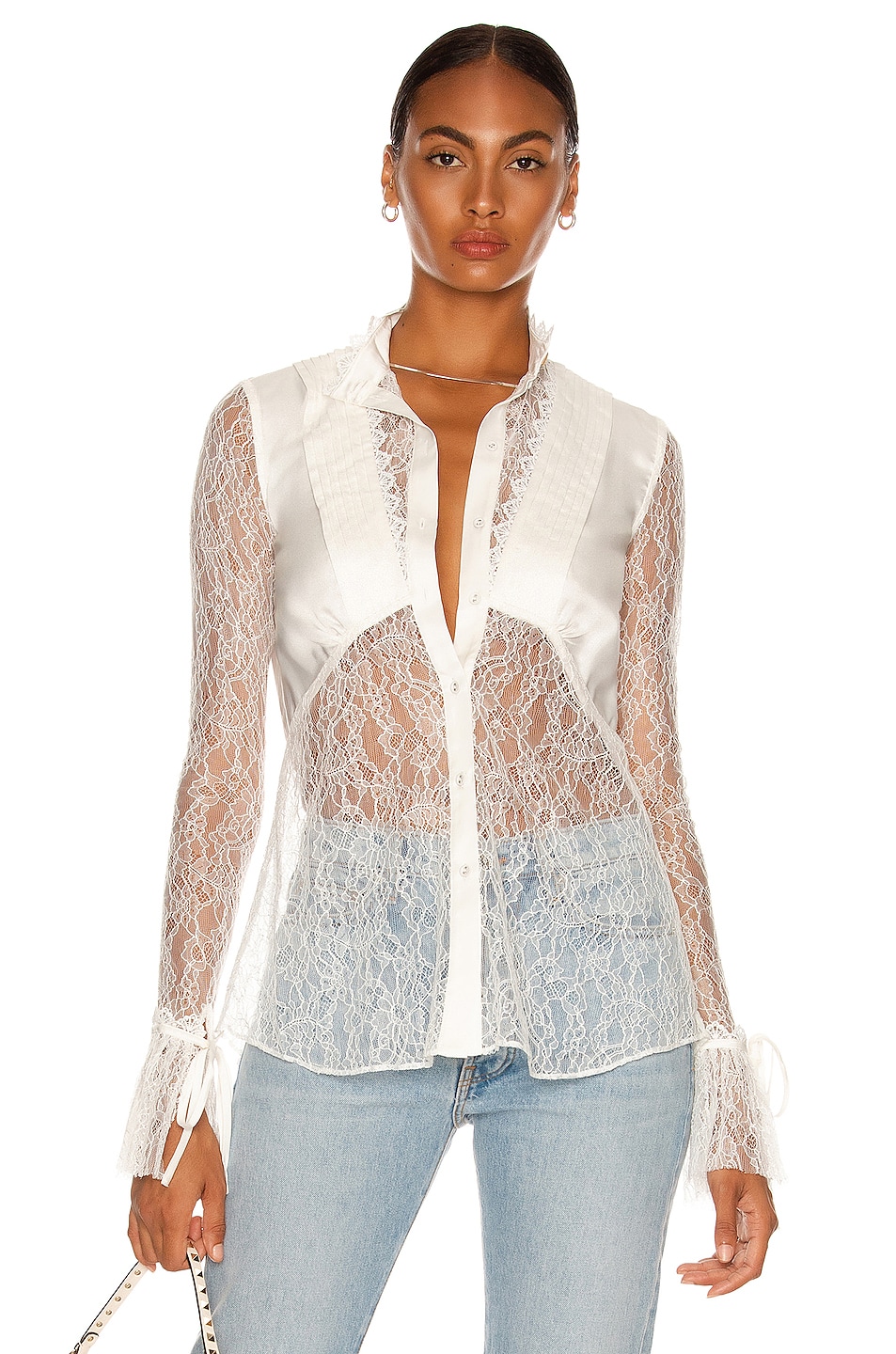 Image 1 of Aje Veil Lace Shirt in Ivory