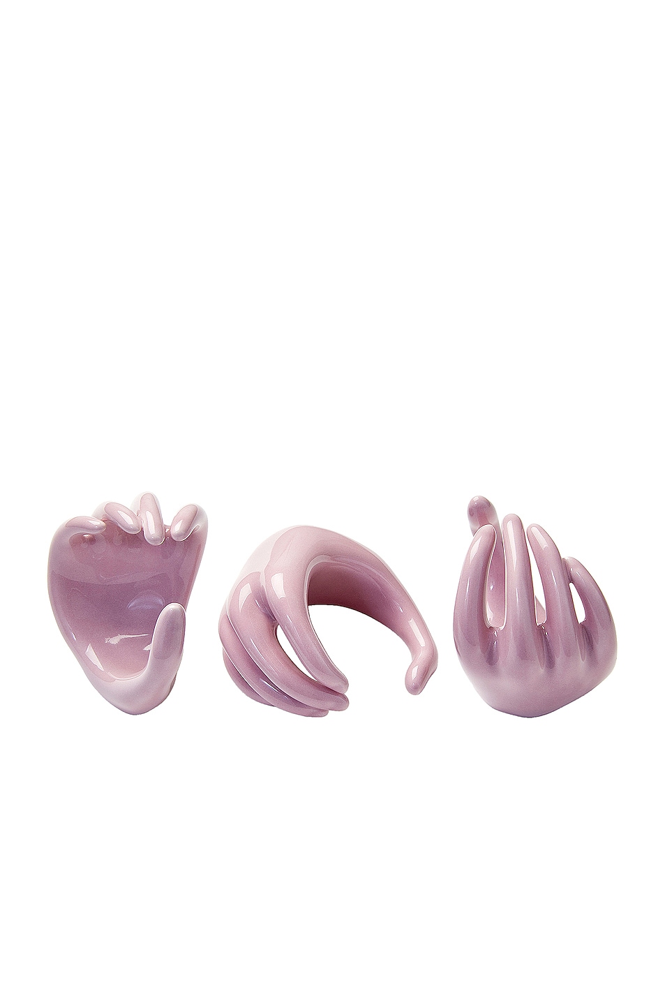 Image 1 of Anissa Kermiche Hand Napkin Rings Trio in Lilac Shiny
