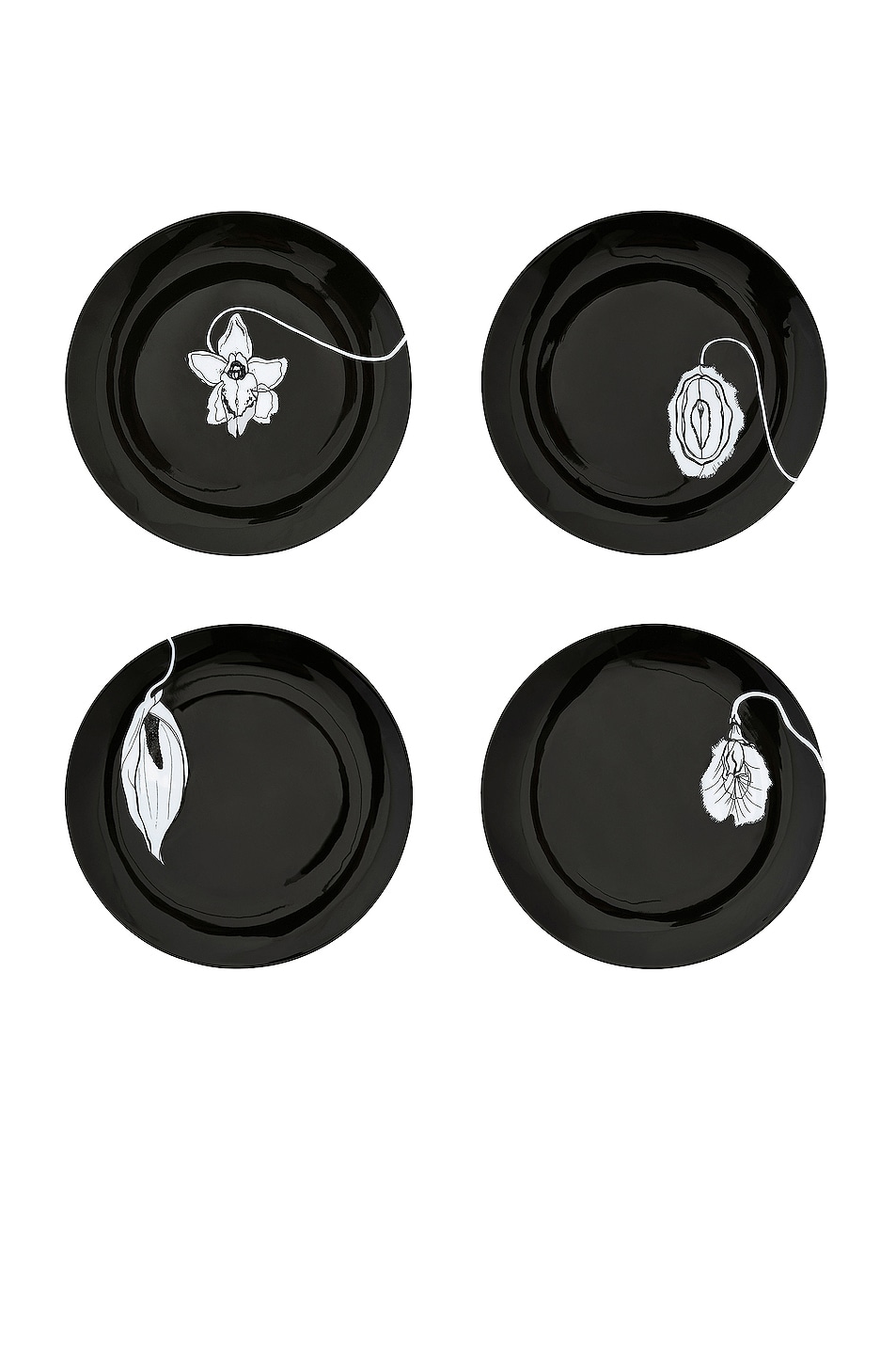 Image 1 of Anissa Kermiche Forniplates Dinner Plates Set of Four in White & Black