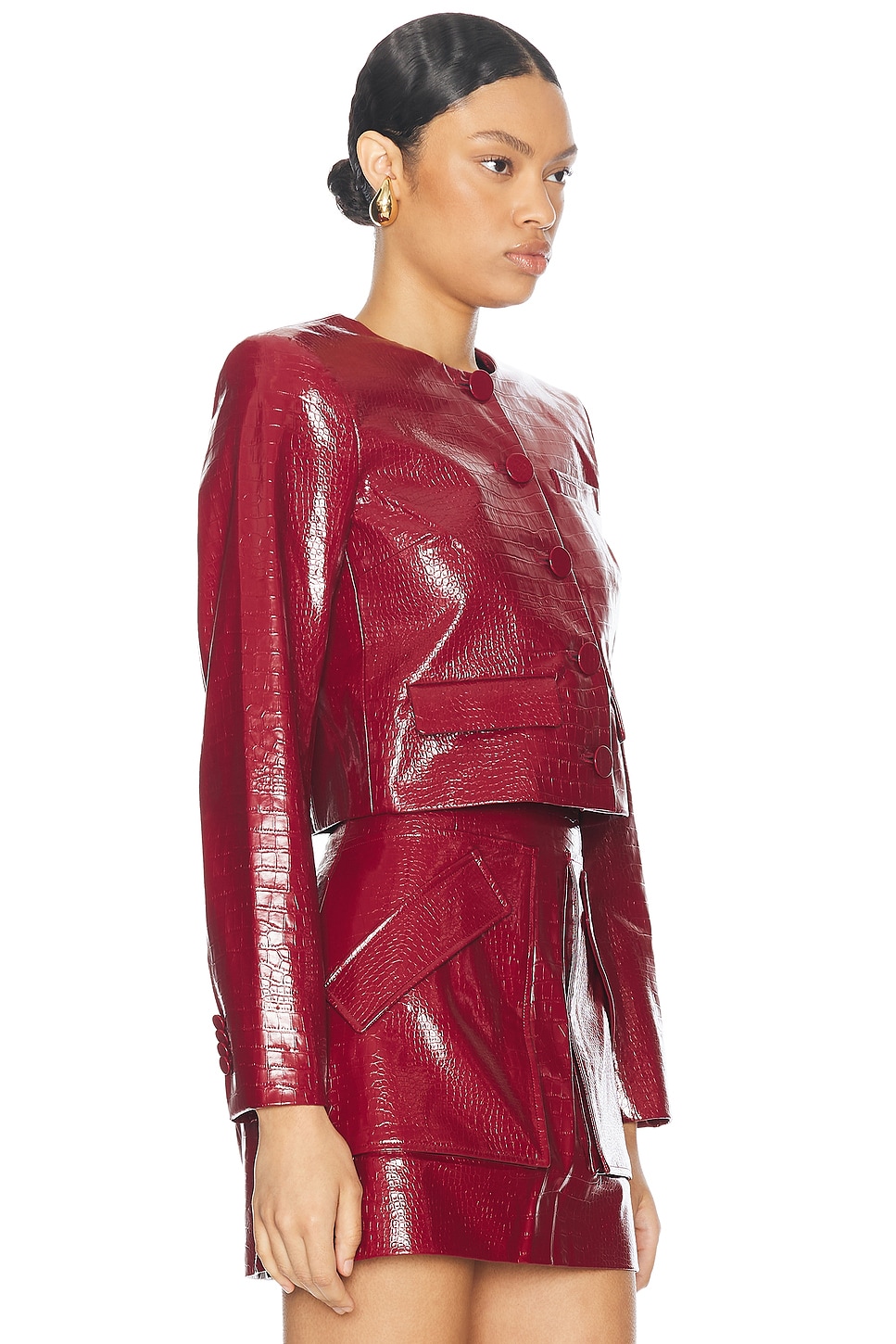 Shop Aknvas For Fwrd Cropped Barnett Jacket In Burgundy