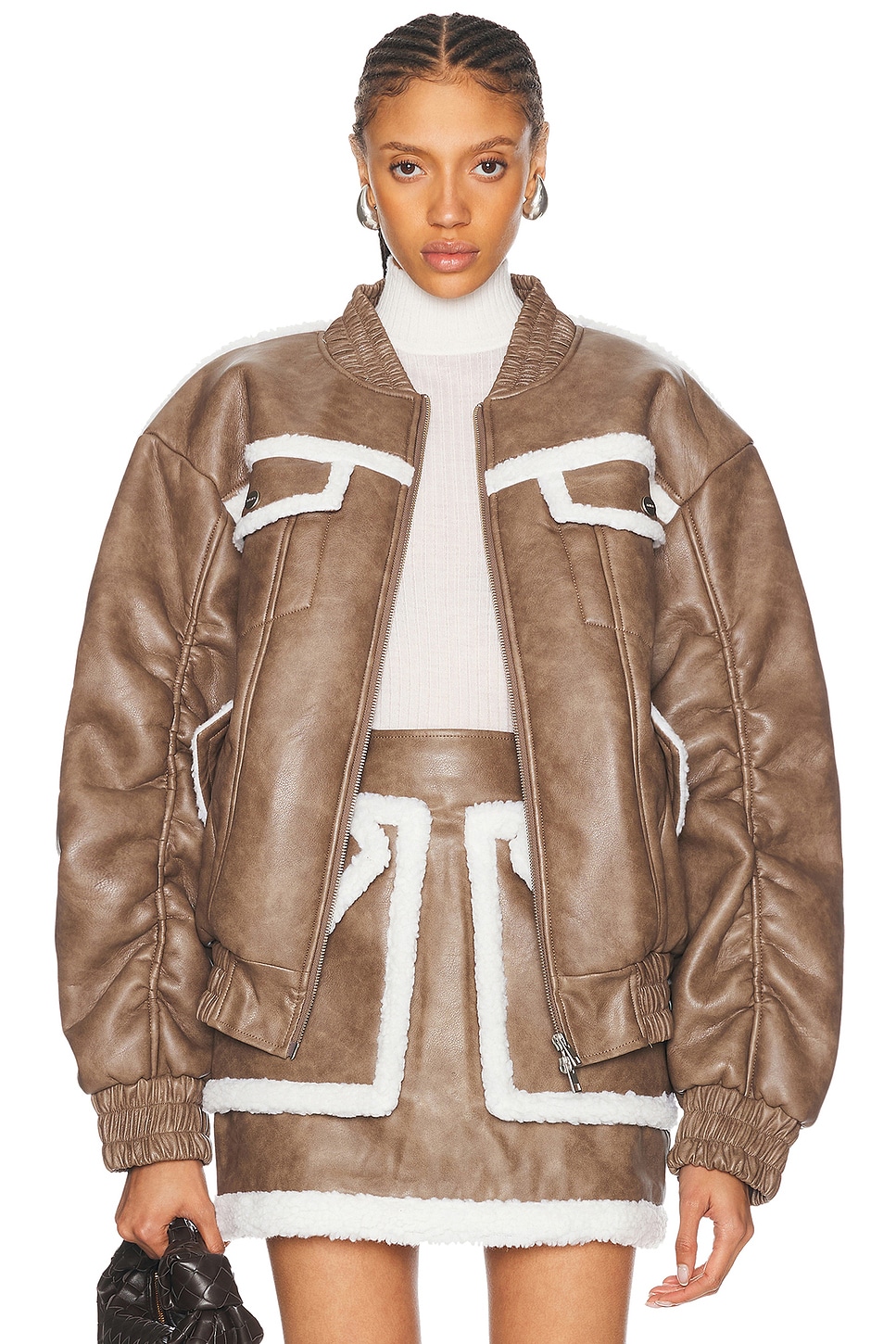 Shop Aknvas Thea Bomber Jacket In Peau Lainee