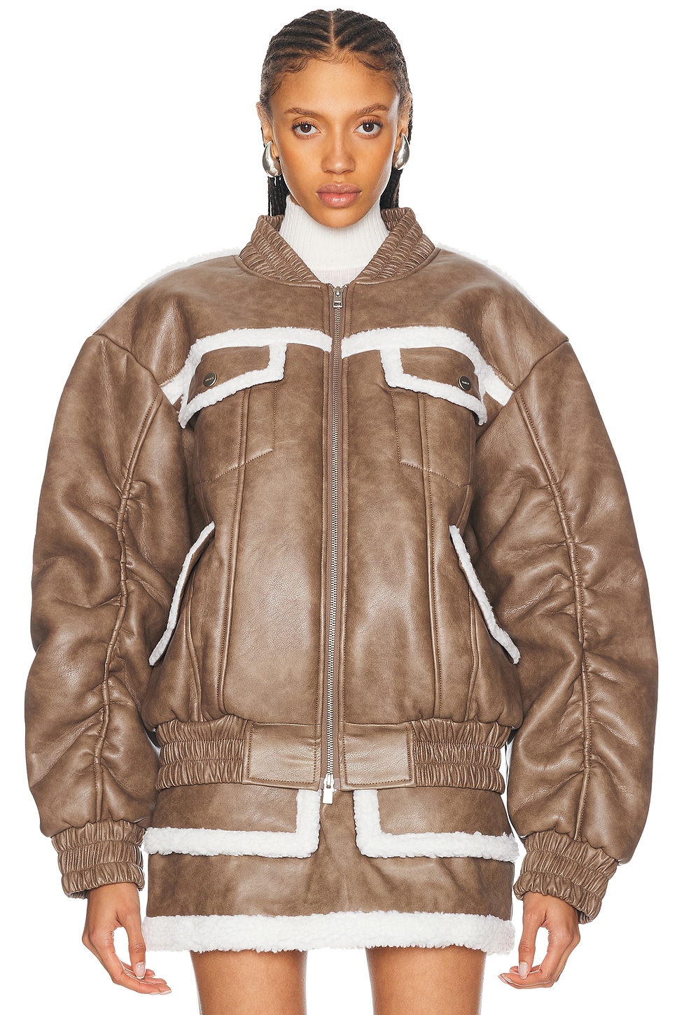 Shop Aknvas Thea Bomber Jacket In Peau Lainee