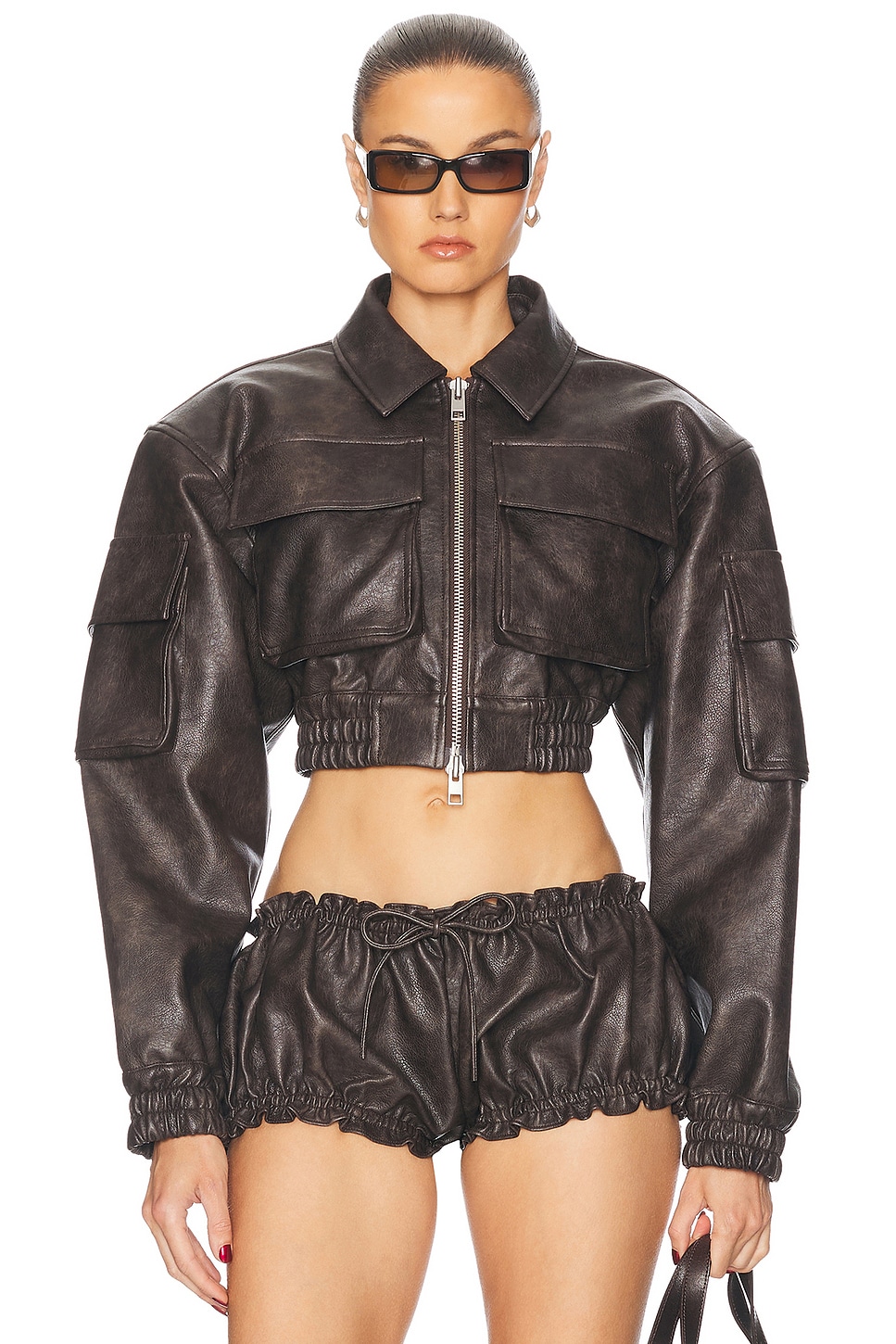 for FWRD Kolbe Vegan Leather Jacket in Chocolate