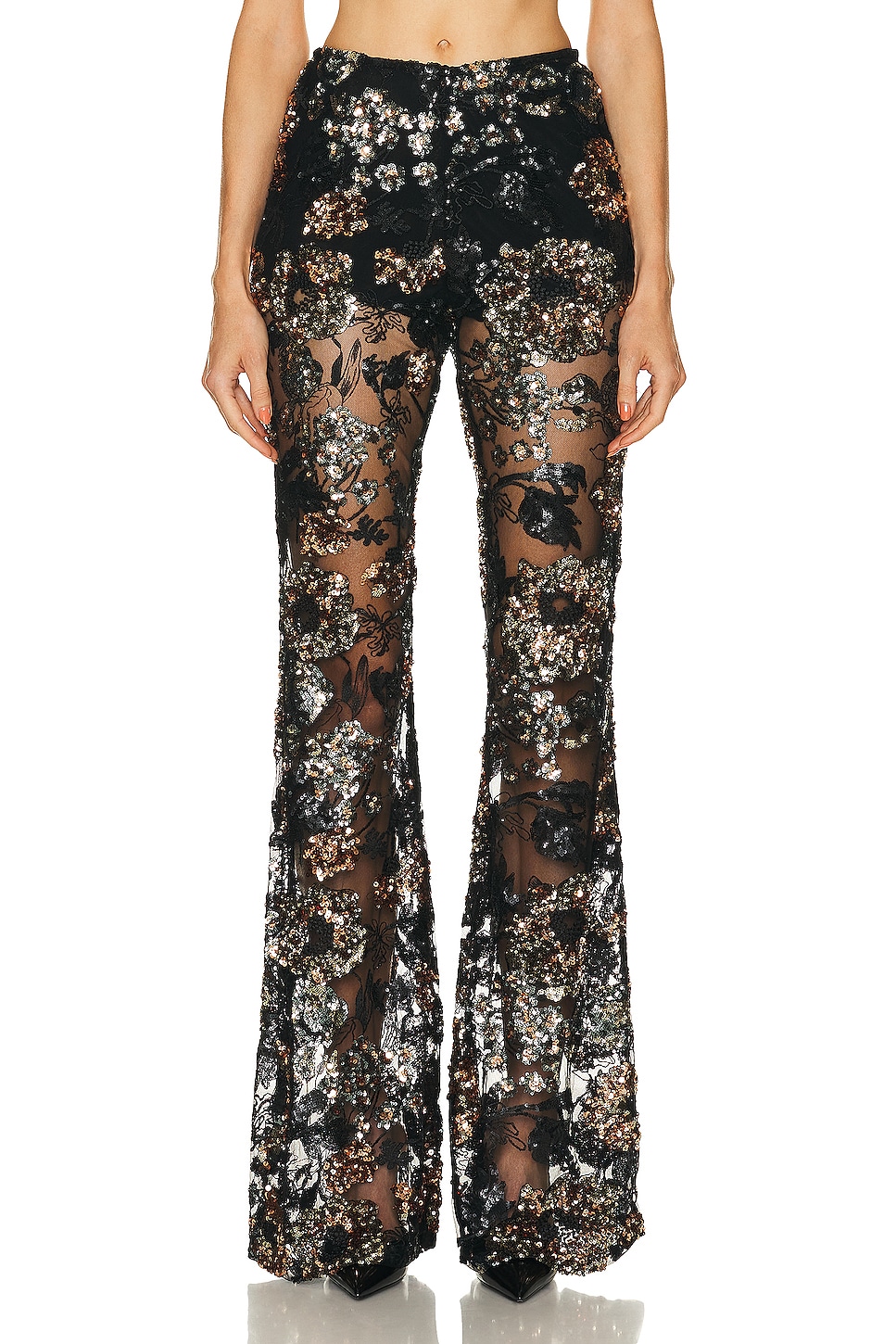Lenno Embroidered Pants in Metallic Neutral