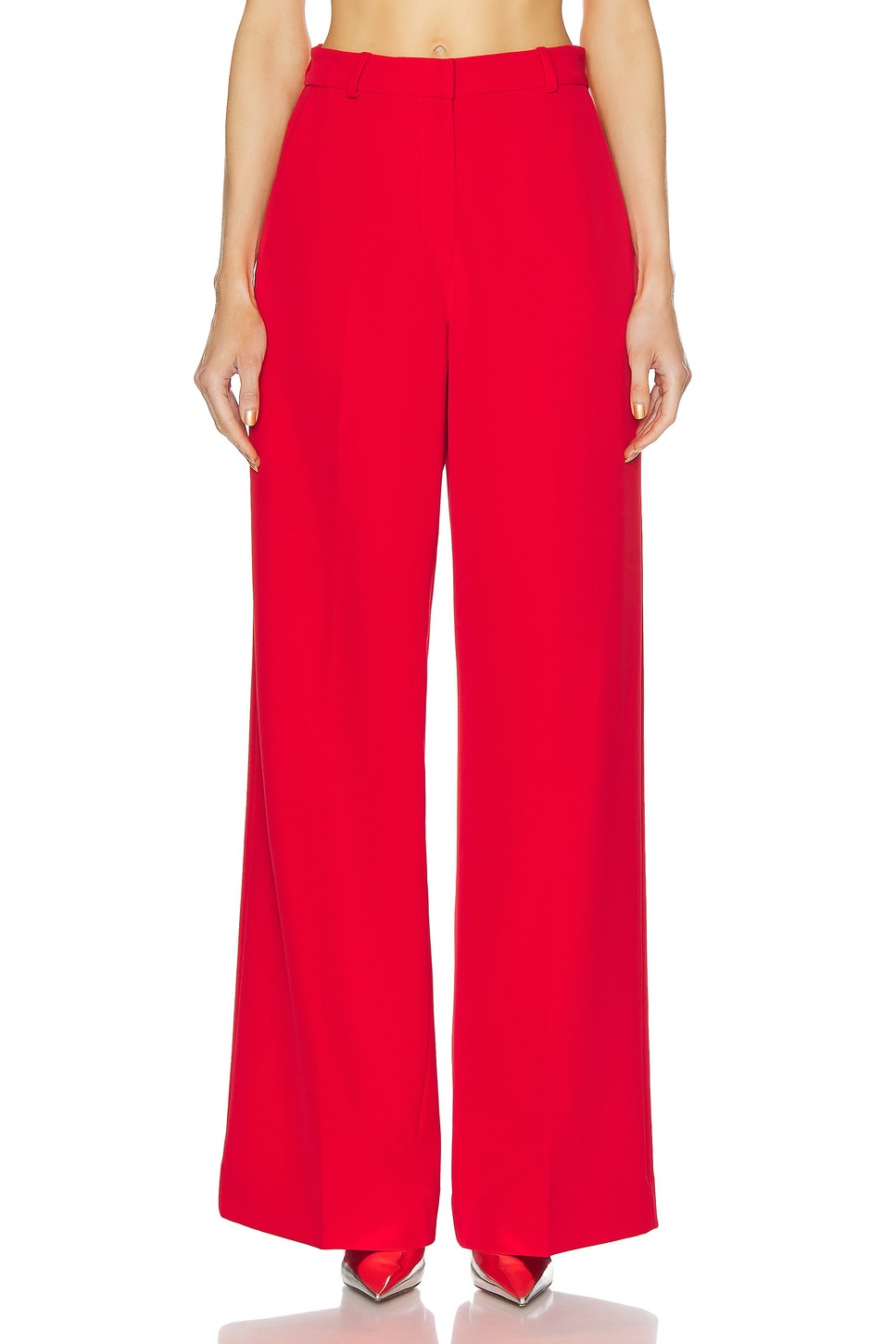 Elin Crepe Elastic Waistband Pant in Red