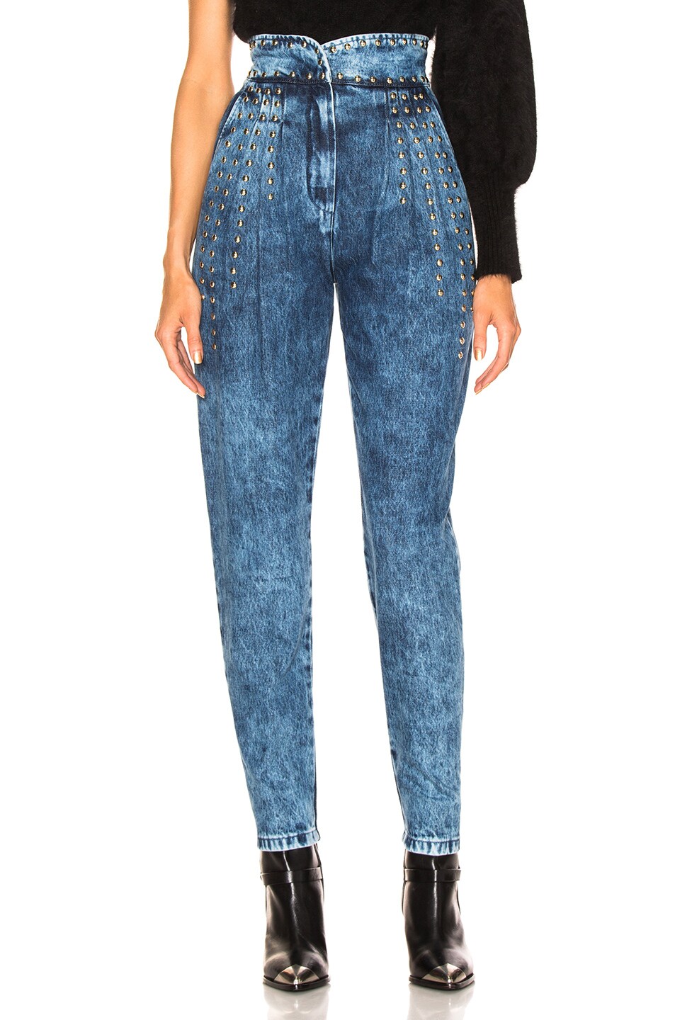 Image 1 of ALBERTA FERRETTI Studded Tapered Jeans in Blue