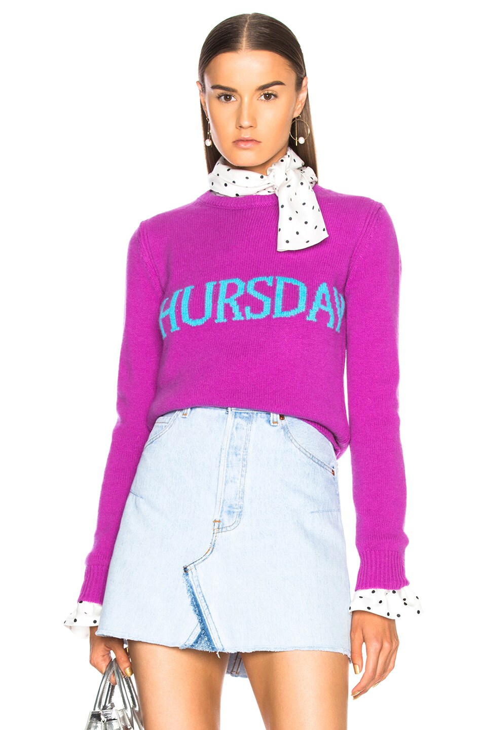 Image 1 of ALBERTA FERRETTI Thursday Crewneck Sweater in Purple & Blue