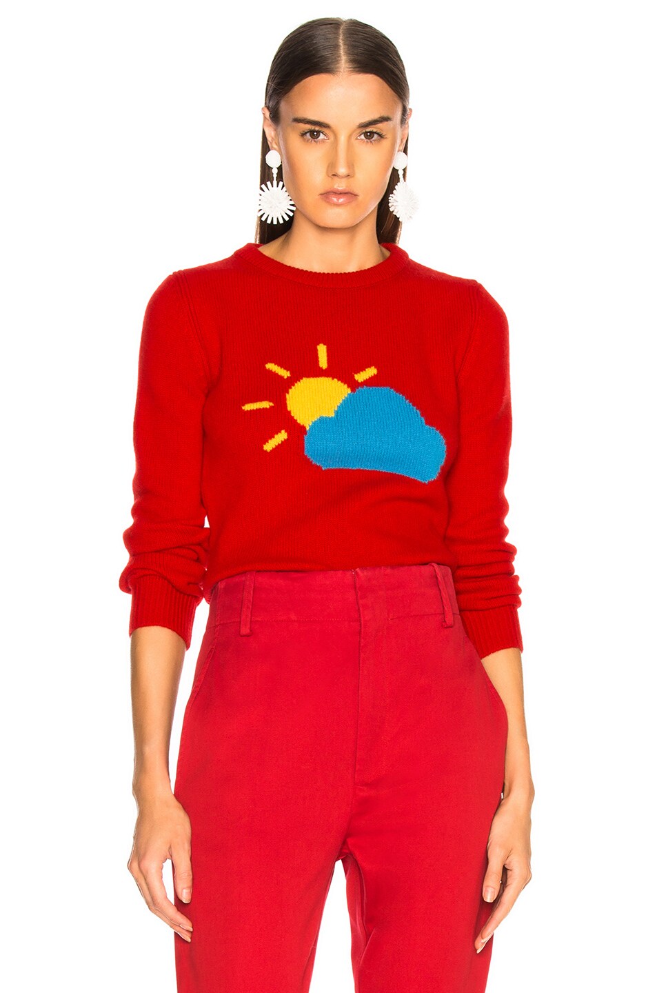Image 1 of ALBERTA FERRETTI Partly Cloudy Crewneck Sweater in Red, Yellow & Blue