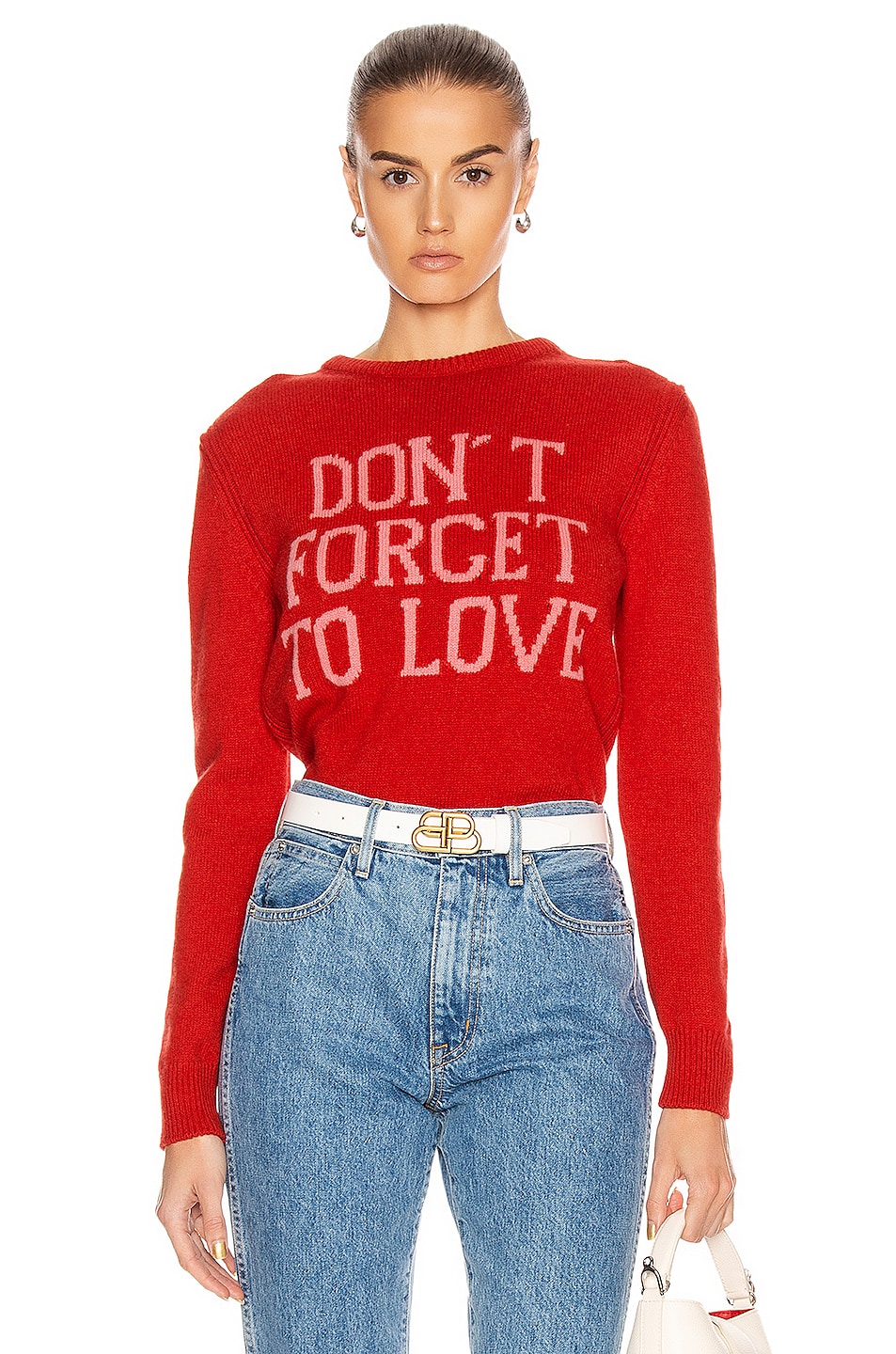 Image 1 of ALBERTA FERRETTI Don't Forget To Love Sweater in Red & Pink