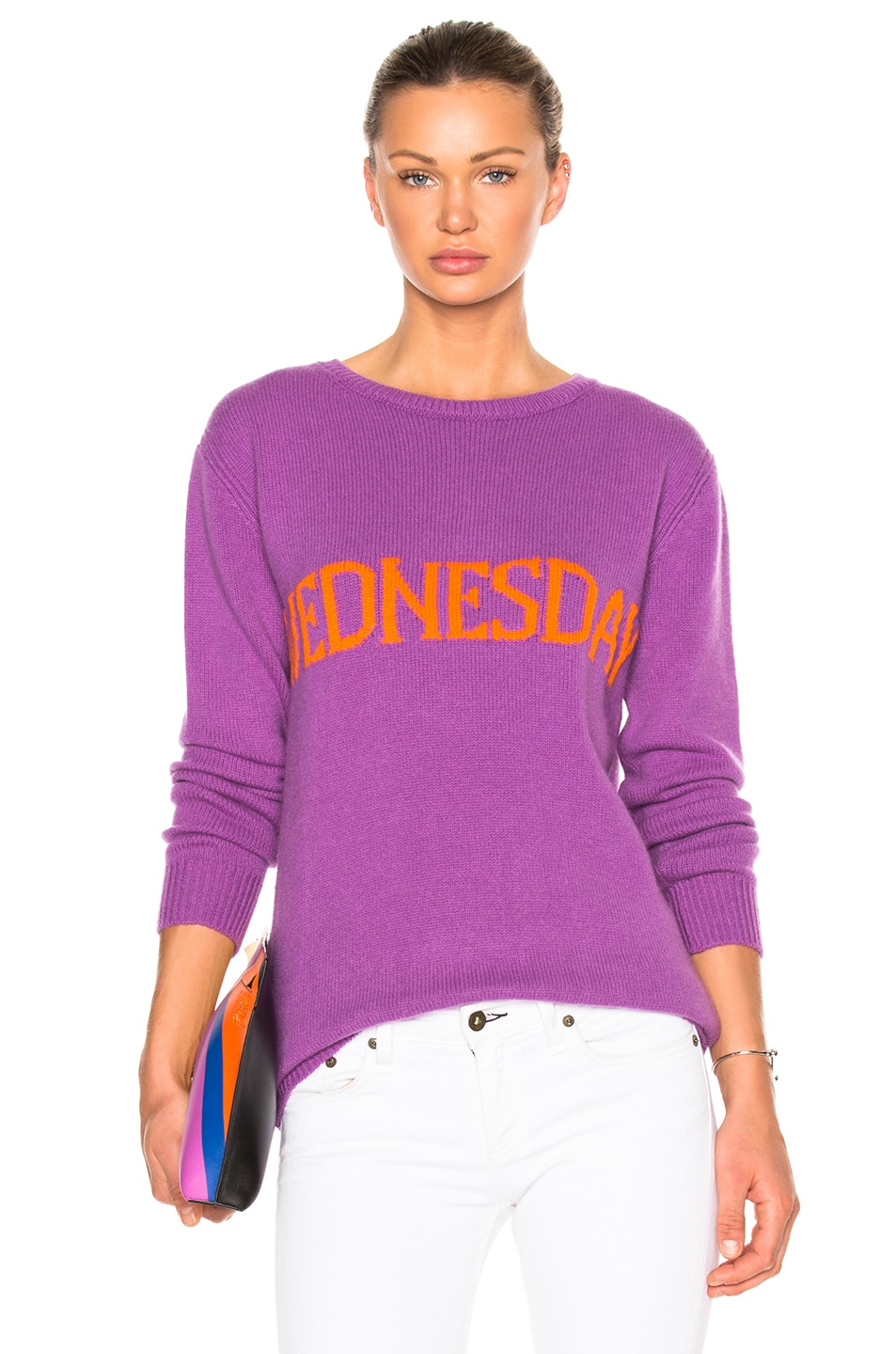 Image 1 of ALBERTA FERRETTI Wednesday Crewneck Sweater in Purple & Orange