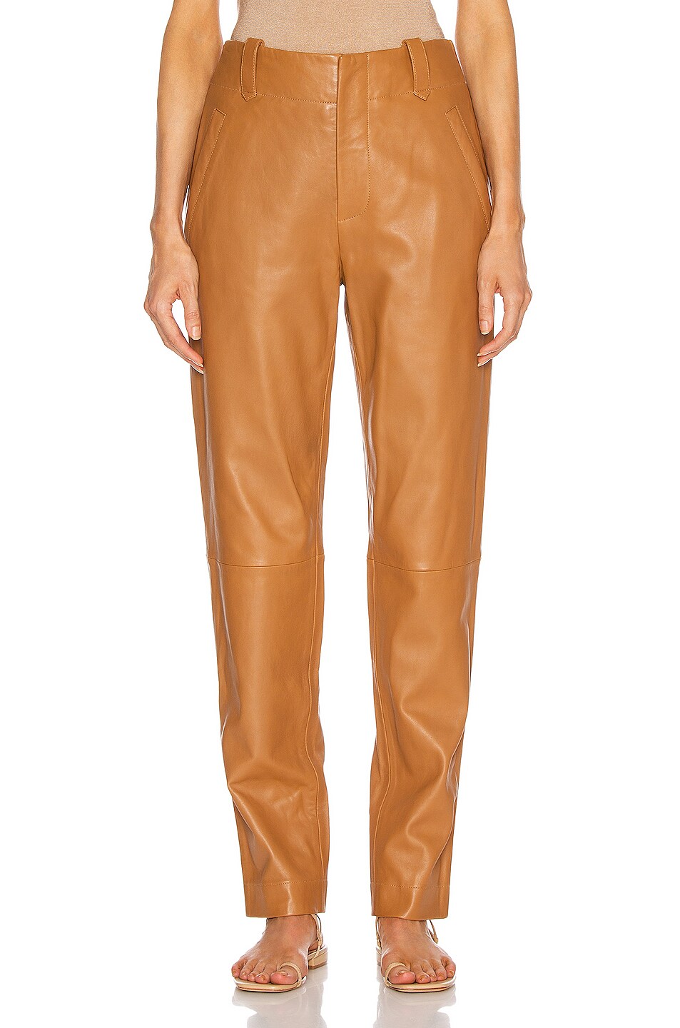 Image 1 of ALBERTA FERRETTI Leather Skinny Pant in Brown