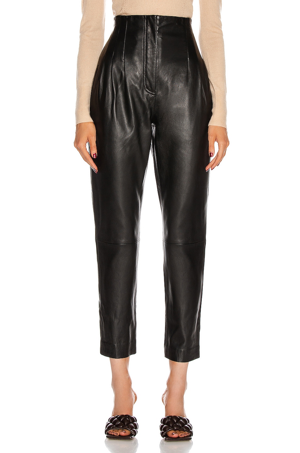 Image 1 of ALBERTA FERRETTI Leather Slim Pant in Black