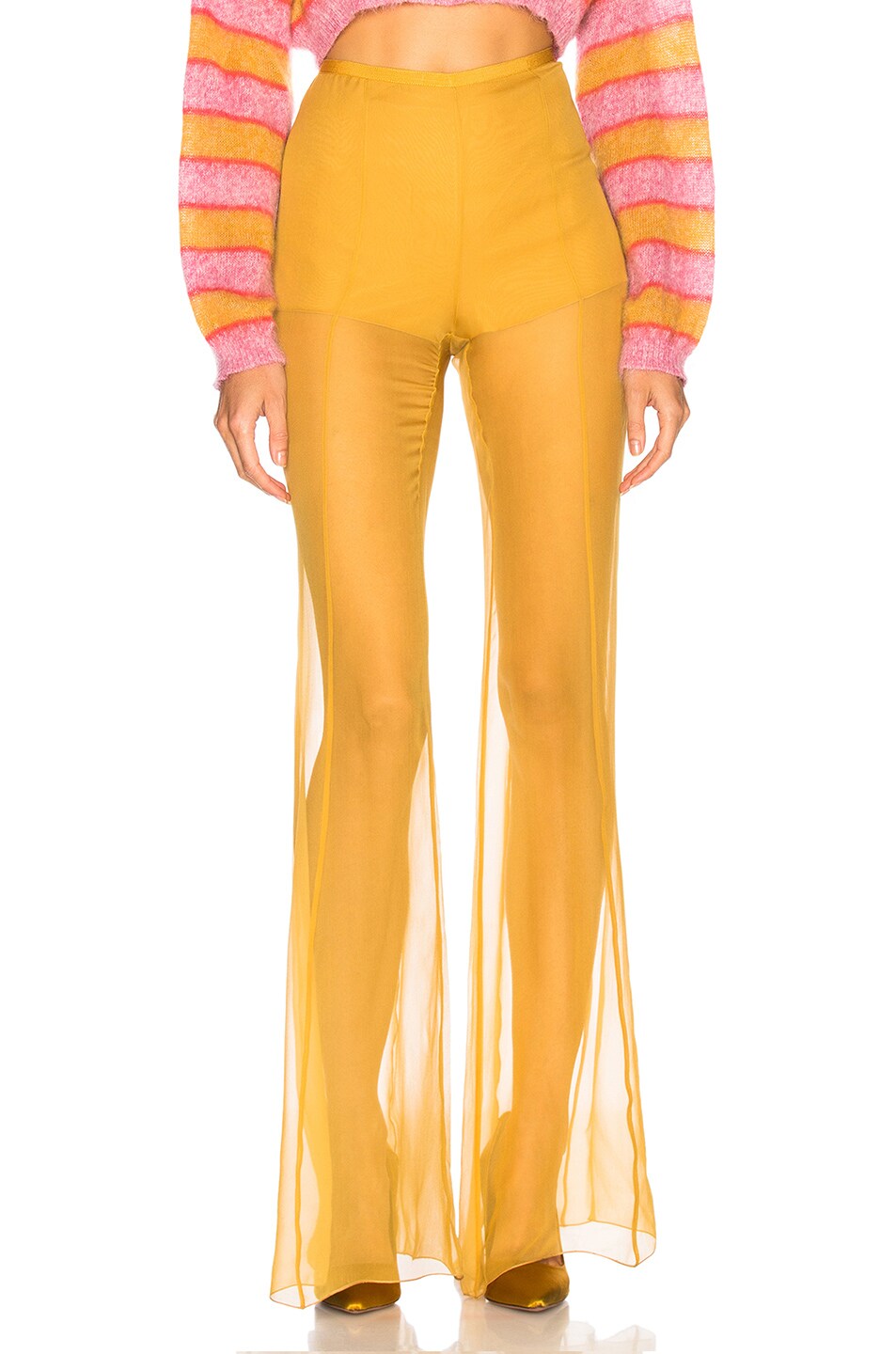 Image 1 of ALBERTA FERRETTI Sheer Wide Leg Pants in Yellow