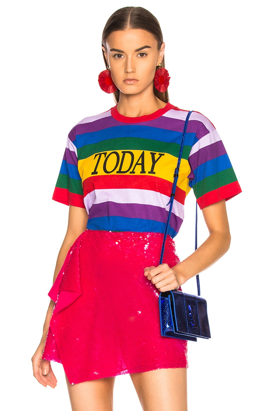 Image 1 of ALBERTA FERRETTI Today Striped Tee in Rainbow