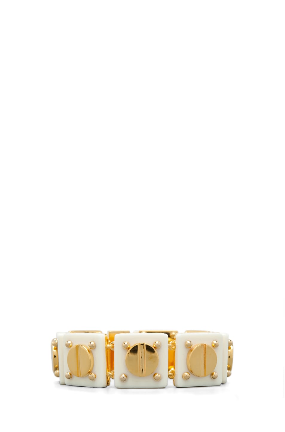 Image 1 of A.L.C. Ivory Resin and 14 kt Yellow Gold Plated Screw Tennis Bracelet in Ivory & Gold