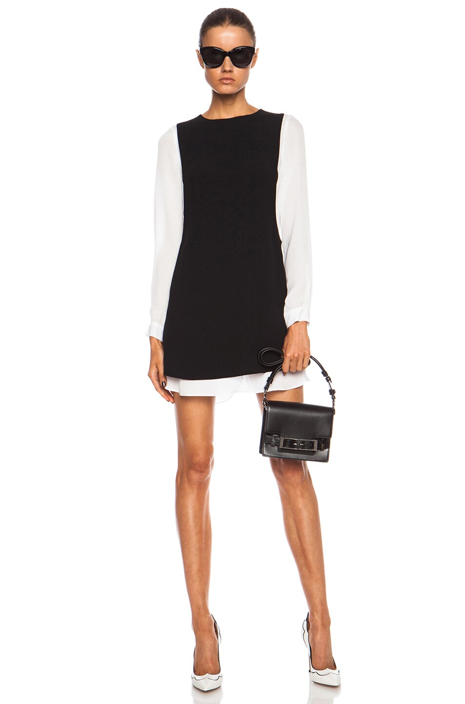 Image 1 of A.L.C. Shane Viscose-Blend Dress in Black & White