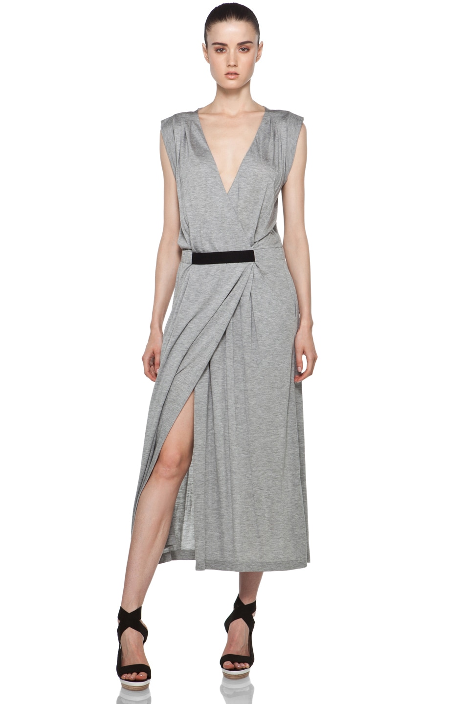 Image 1 of A.L.C. Erin Wrap Dress in Heather Grey