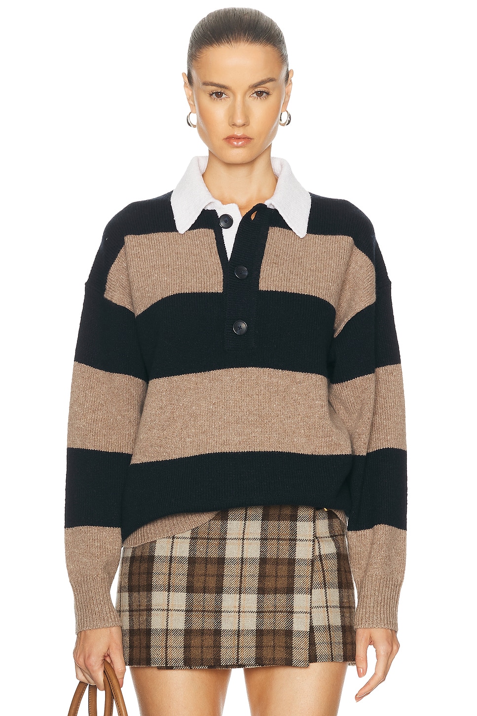 Image 1 of A.L.C. Mason Sweater in Navy & Milk Tea