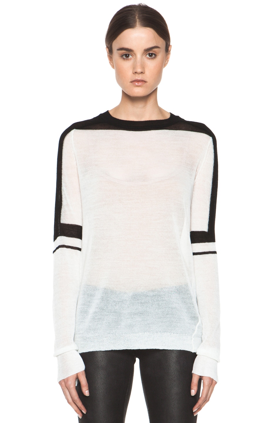 Image 1 of A.L.C. Sachi Wool Sweater in Ivory & Black