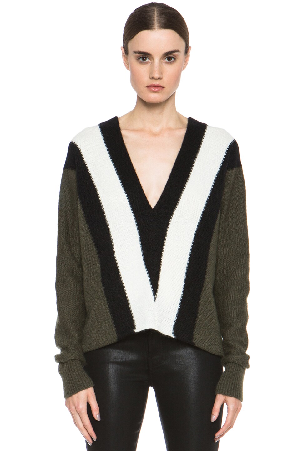 Image 1 of A.L.C. Branch Wool Crepe Sweater in Army