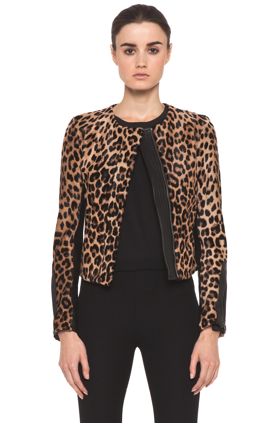 Image 1 of A.L.C. Leopard Fur Savile Jacket in Natural