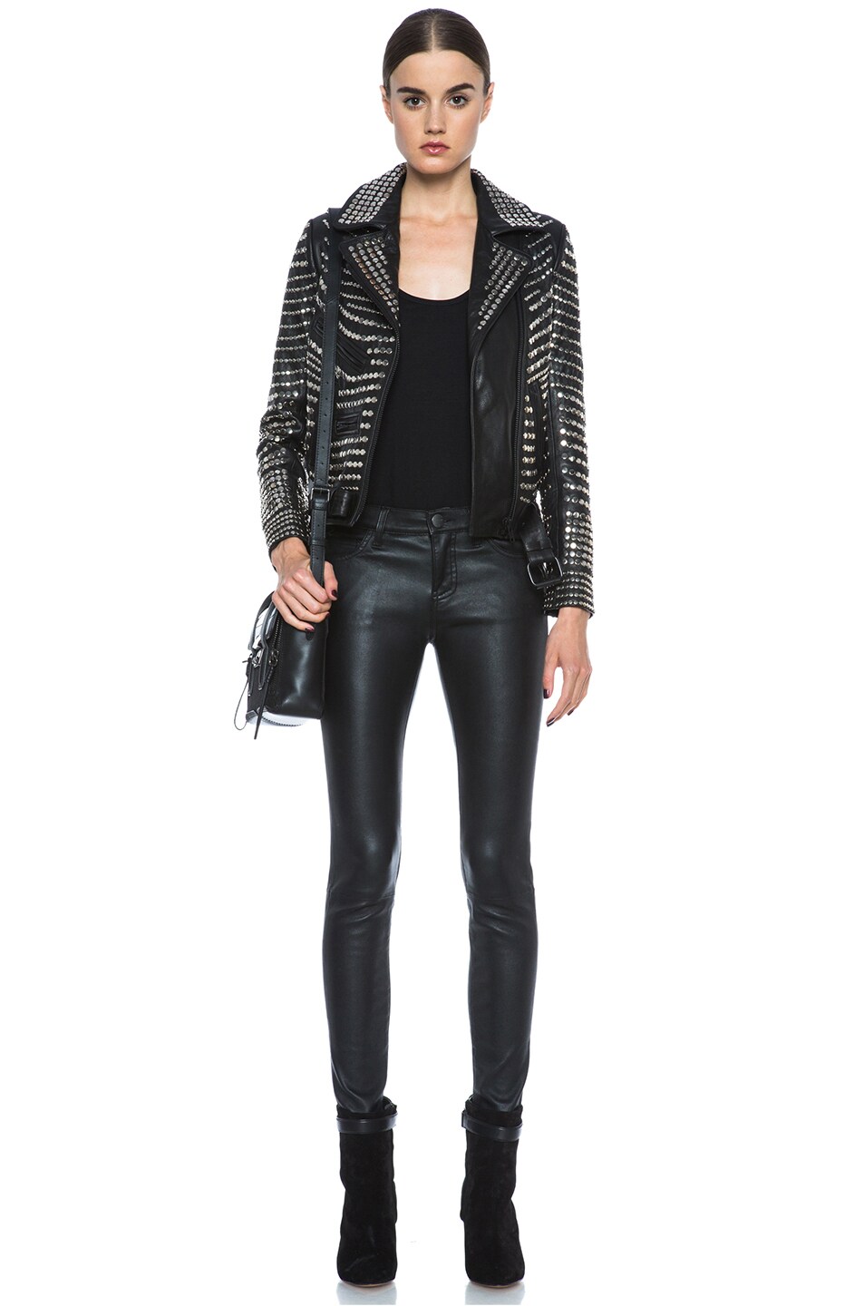A L C Blake Lambskin Studded Jacket In Black Fwrd Image 6 Of A L C Blake Lambskin Studded Jacket In Black