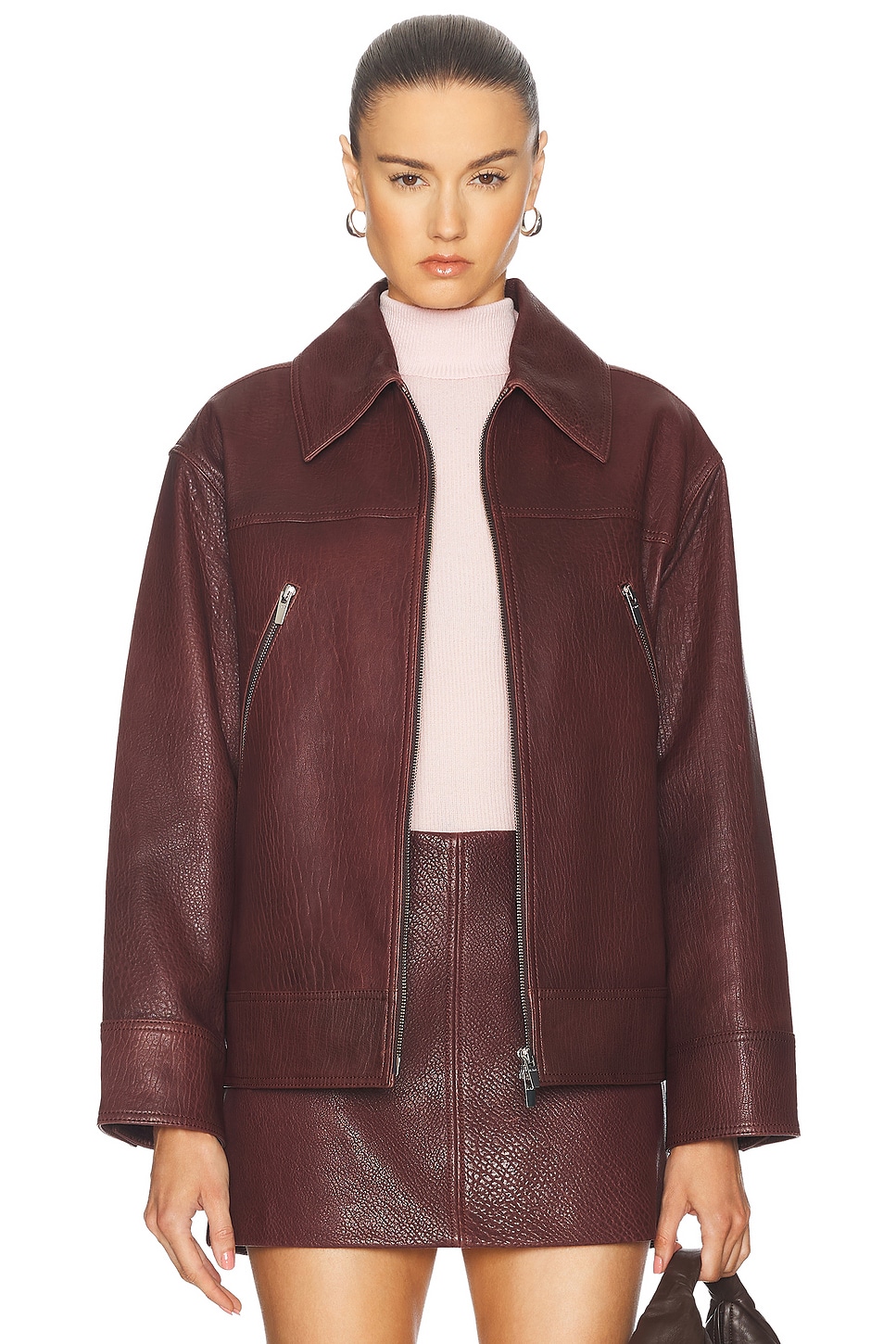 Image 1 of A.L.C. Olive Leather Jacket in Umber