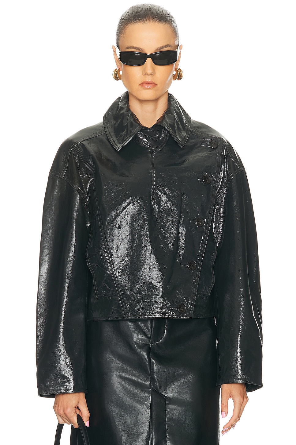 Image 1 of A.L.C. Eli Leather Jacket in Dark Green