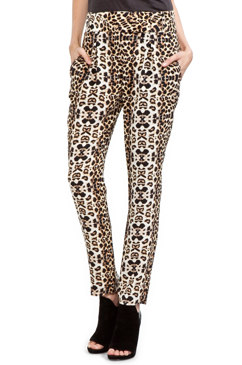 Image 1 of A.L.C. Elson Silk Crepe Pant in Leopard
