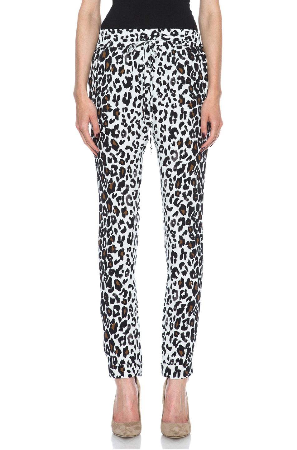 Image 1 of A.L.C. Thompson Silk Pant in White Leopard