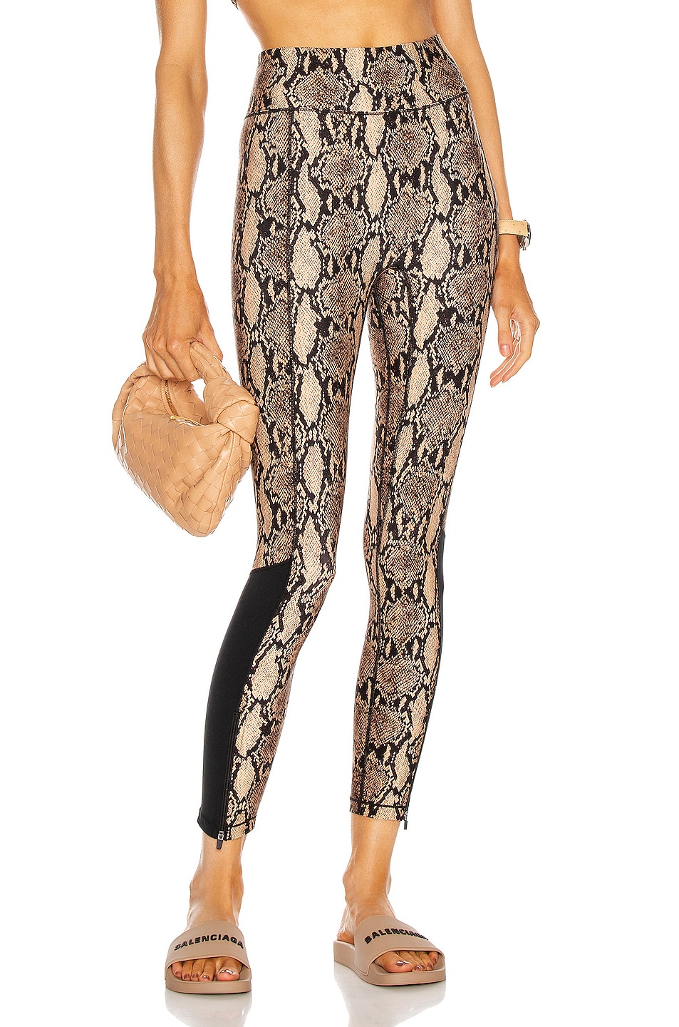 Image 1 of A.L.C. x Bandier High Waisted Legging With Front Zip in Black & Python