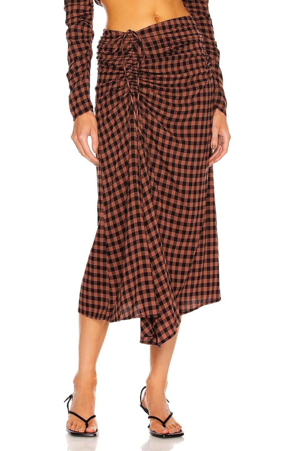 Image 1 of A.L.C. Orly Skirt in Black & Brandy Brown