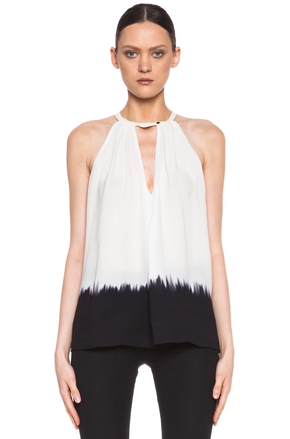 A.L.C. Camilla Silk Top in White & Black | FWRD