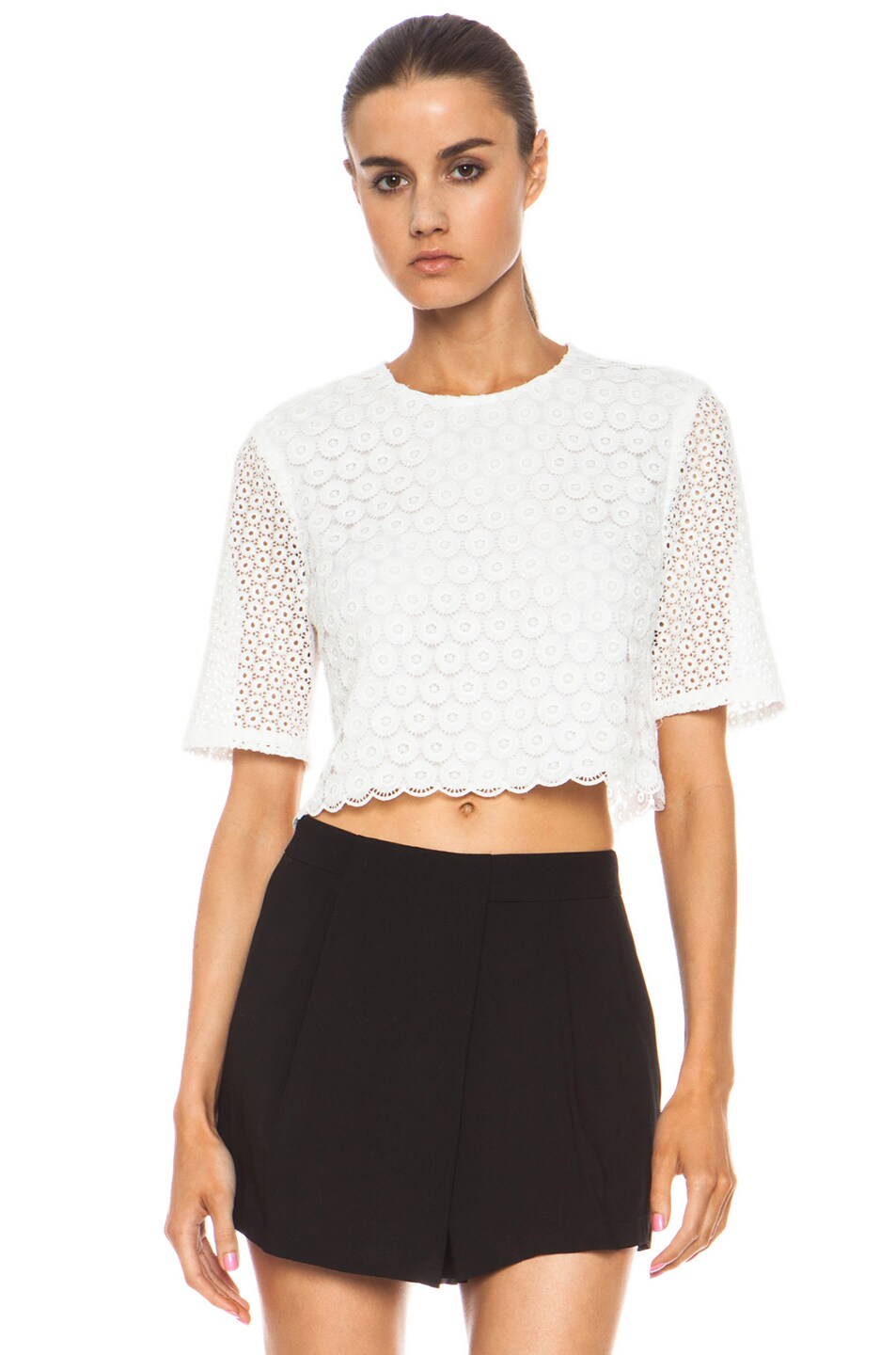 Image 1 of A.L.C. Fremont Knit Crochet Top in White