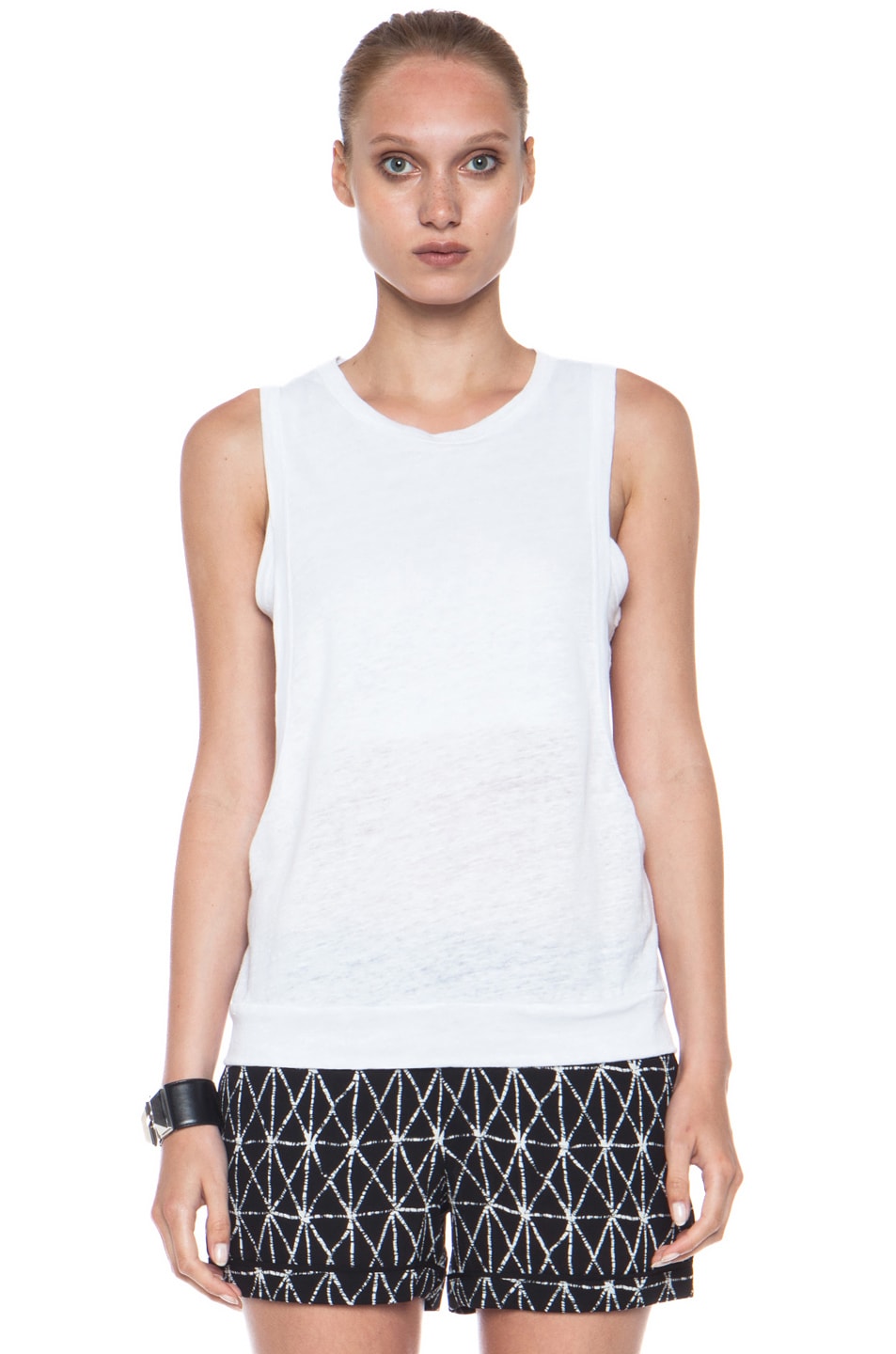 Image 1 of A.L.C. Jack Linen Jersey Tank in White