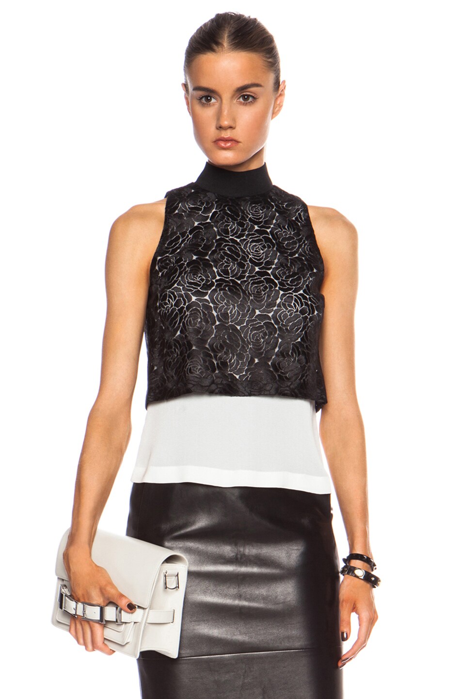 Image 1 of A.L.C. Sid Poly Top in Black & White