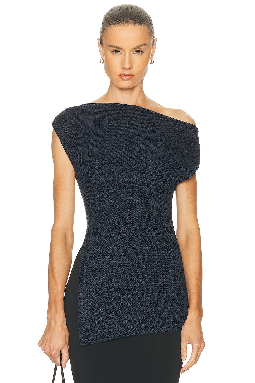 A.l.c Millie Asymmetric Ribbed Sweater Top In Blue