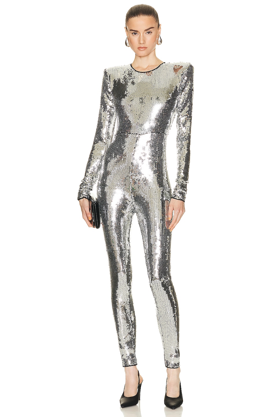 Image 1 of Alexandre Vauthier Long Sleeve Jumpsuit in Silver