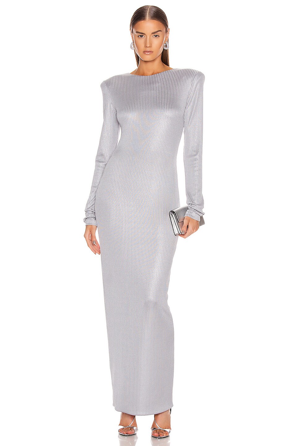 Image 1 of Alexandre Vauthier Long Sleeve Maxi Dress in Dove