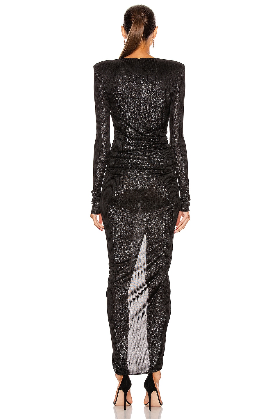 Alexandre Vauthier Lame Rib Jersey Maxi Dress in Black | FWRD