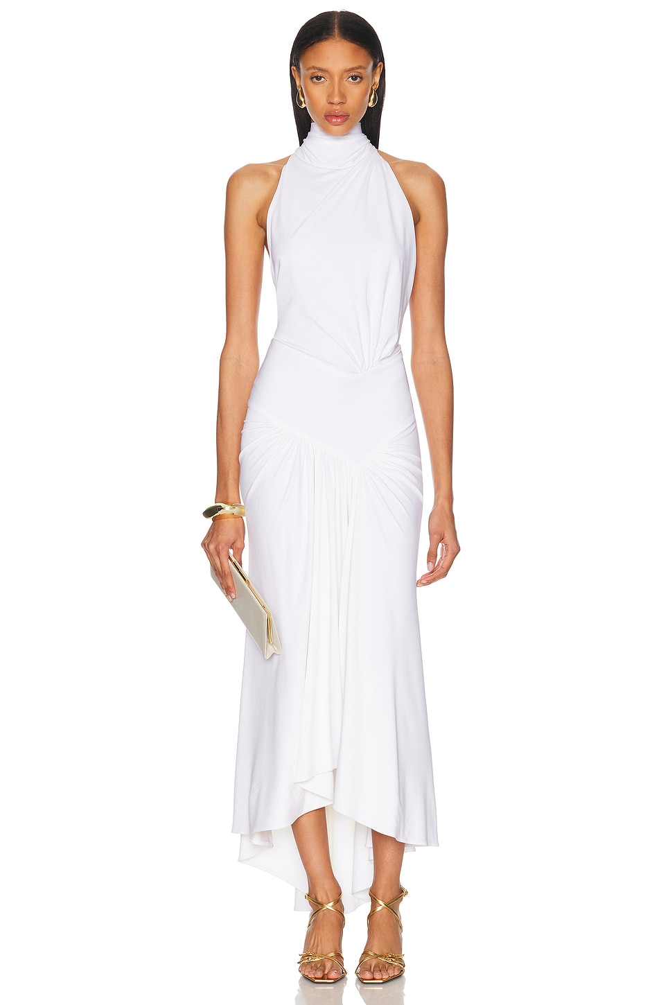 Image 1 of Alexandre Vauthier Halter Neck Midi Dress in Optical White