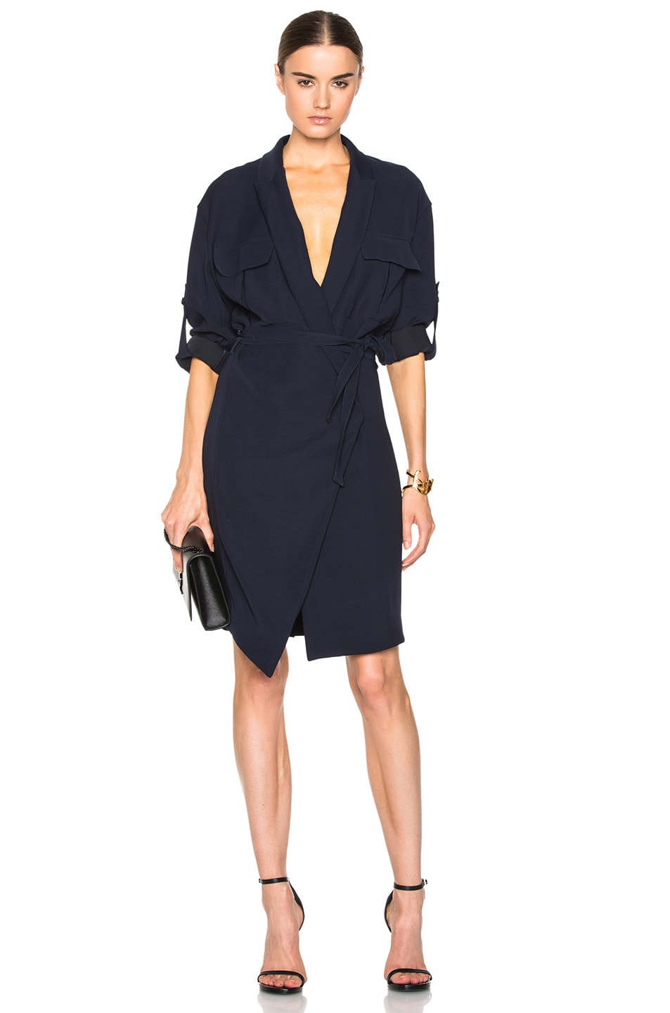 Image 1 of Alexandre Vauthier Wrap Dress in Navy
