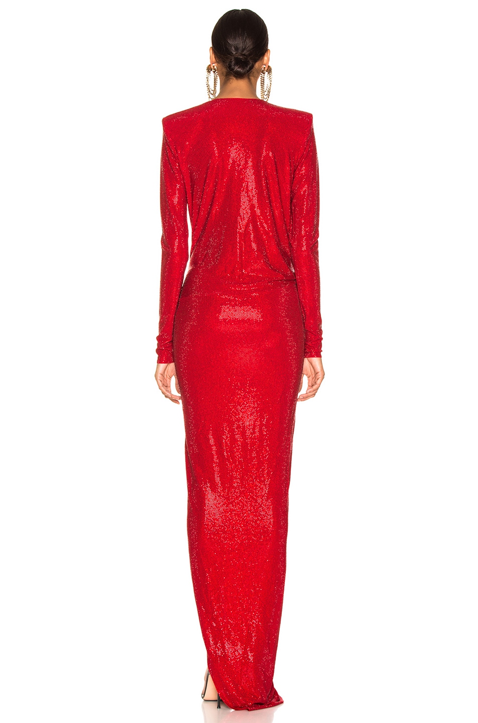 Alexandre Vauthier Embellished Jersey Wrap Gown in Scarlet | FWRD