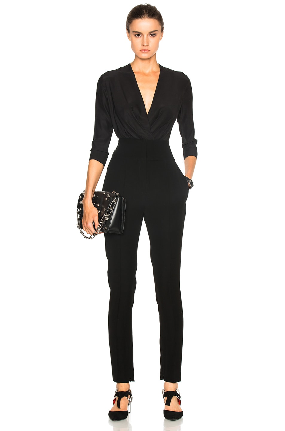 ALEXANDRE VAUTHIER Satin Chiffon Bodysuit, Black | ModeSens